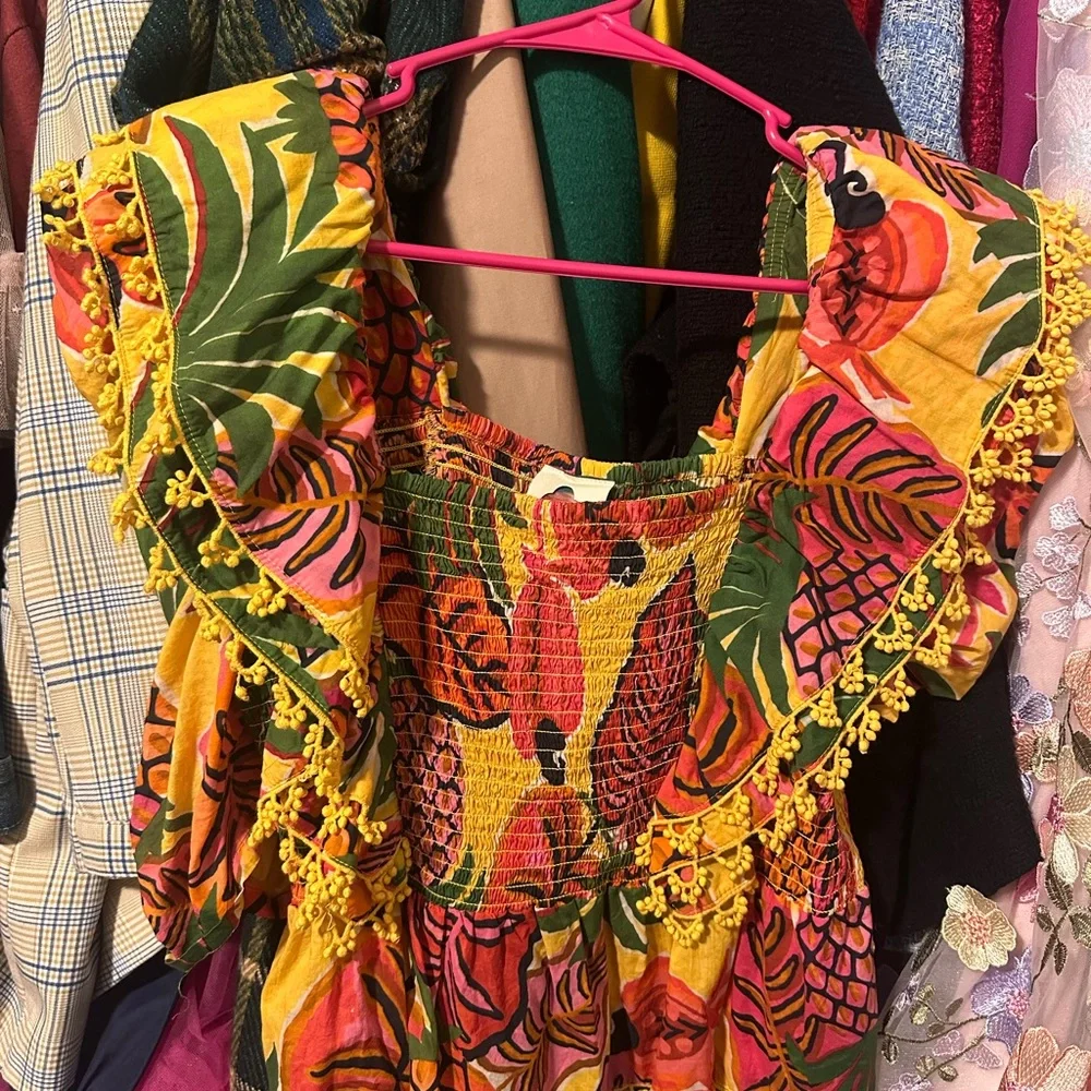 Farm Rio Vibrant Multicolor Ruffle Top - Picture 3 of 4